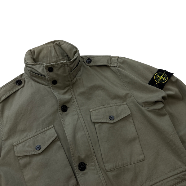 Stone Island Beige Structured Cotton Multipocket Field Jacket - Large