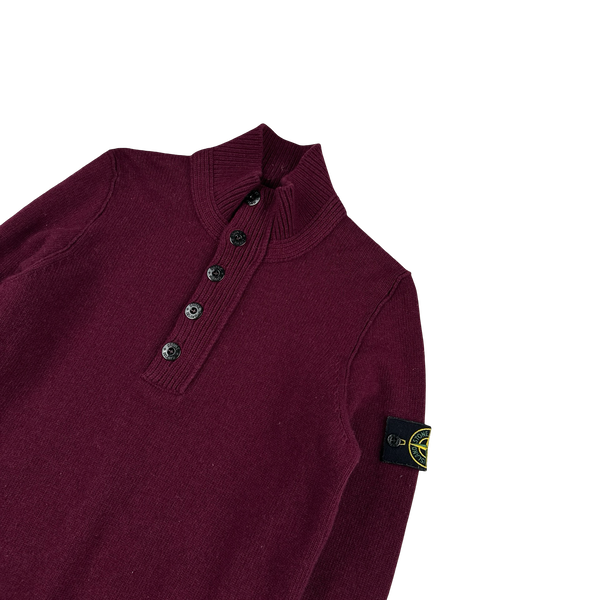 Stone Island 2017 Dark Red High Neck Knitted Jumper - Small