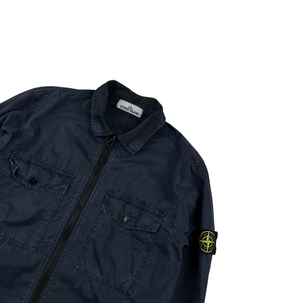 Stone Island 2019 Navy Cotton Zipped Overshirt - Small