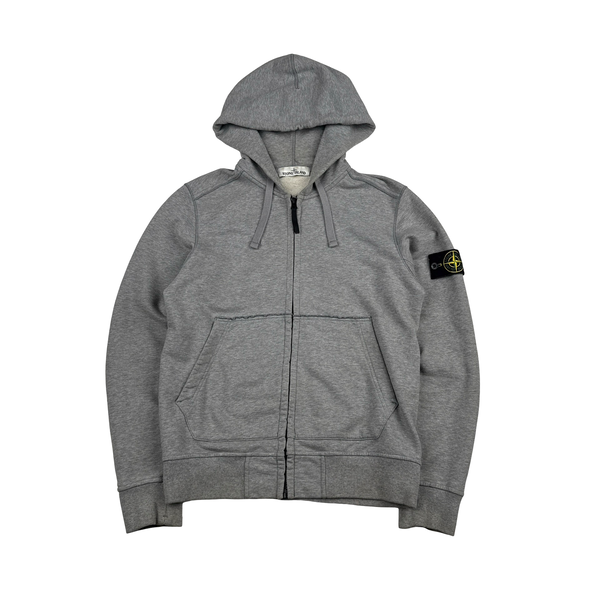 Stone Island 2019 Grey Zipped Cotton Hoodie - Small