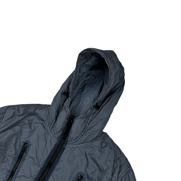 Stone Island 2022 Blue Crinkle R-NY Garment Dyed Jacket - Medium