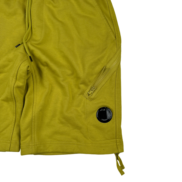 CP Company Mustard Cotton Fleece Lens View Shorts - Small