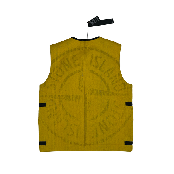 Stone Island 2022 Yellow Needle Punched Reflective Gilet - Small