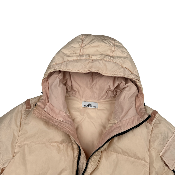 Stone Island 2022 Peach Crinkle R-NY Down Puffer Jacket - Large