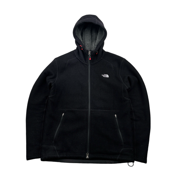 North Face Black Teddy Fleece Lined Zipped Wool Jacket - Medium