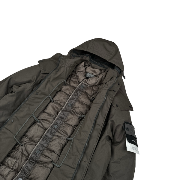 Stone Island 2022 O-Ventile Grey Ghost Piece Down Dutch Rope Puffer Jacket - Large