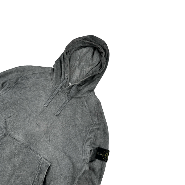 Stone Island 2020 Grey Dust Treatment Pullover Hoodie - Small