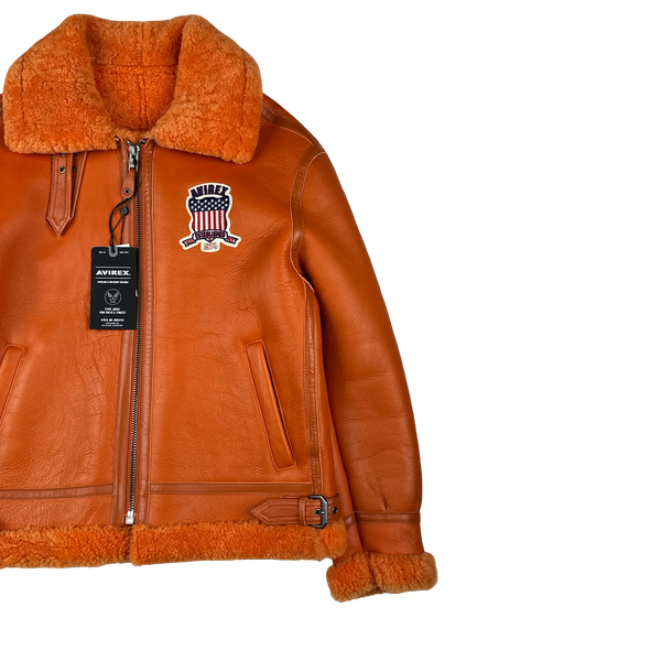 Avirex Orange Sherling Lined Spell out Bomber Jacket - Large