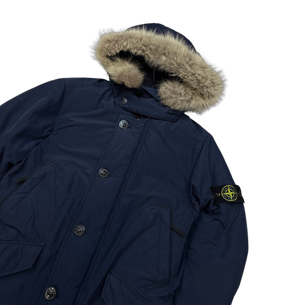 Stone Island Navy Down Filled Micro Reps Parka Jacket - Small