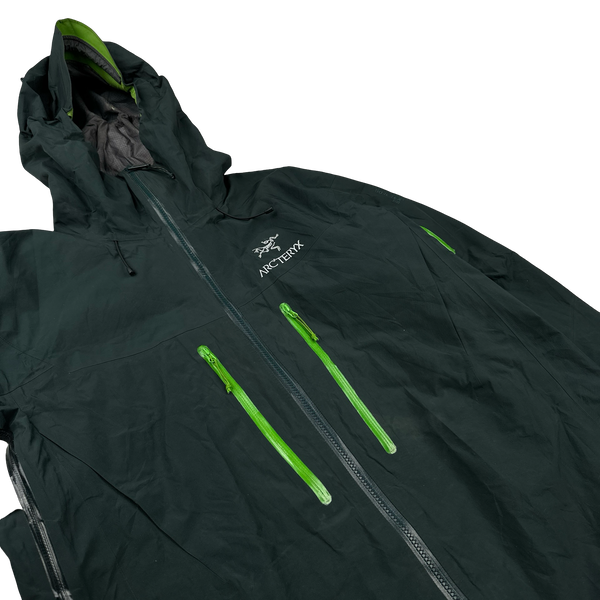 Arcteryx Green Lightweight Gore-tex Pro Zipped Hooded Jacket - Large
