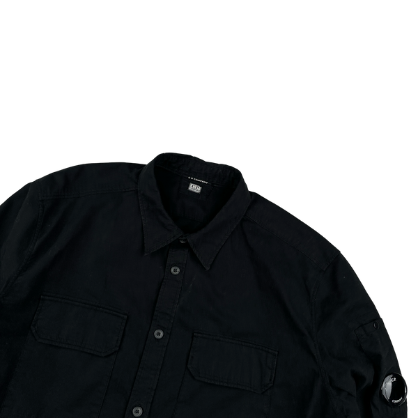 CP Company Black Garment Dyed Buttoned Shirt - XL