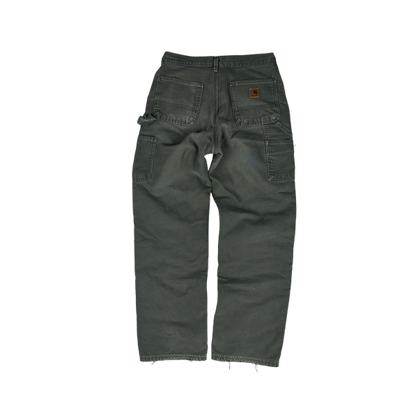 Carhartt Sage Green Distressed Carpenter Cargo Trousers - 30"