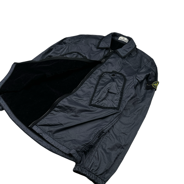Stone Island 2020 Black Lamy Flock Zipped Overshirt - Small