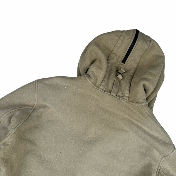 Stone Island 1999 Beige Butterfly Hood Fleece Lined Vintage Buttoned Jumper - XL