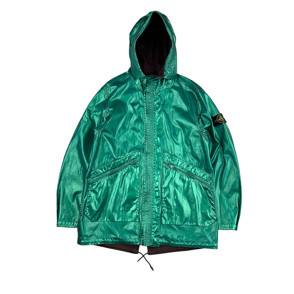 Stone Island 2015 Reversible Green Spaceman Raso Gommato Jacket - Large