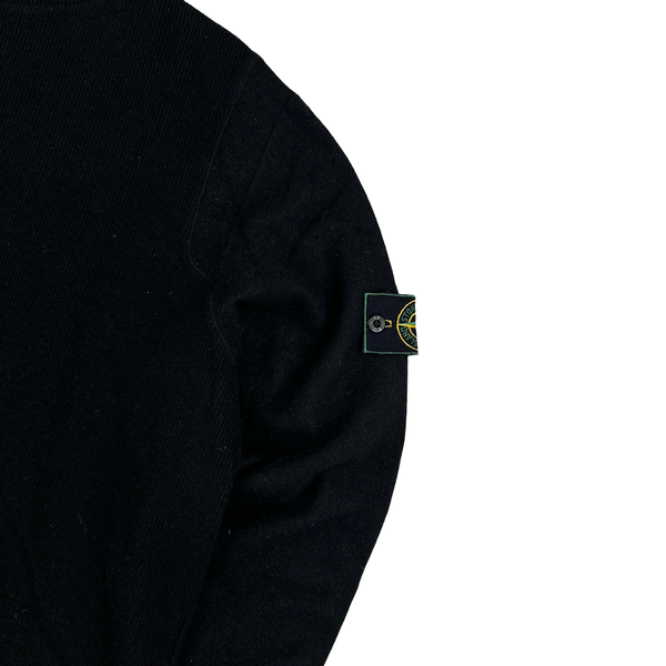 Stone Island 90s Vintage Black Wool Mock Neck Pullover Jumper - Large