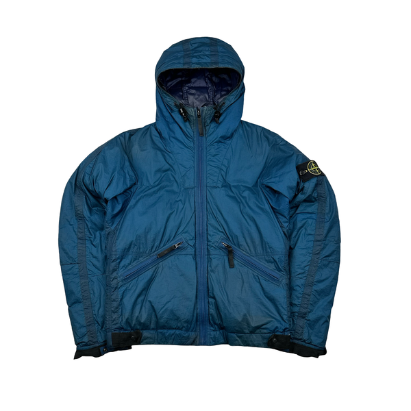 Stone Island 2009 Blue Down Filled Padded Mesh Badge Jacket - Small
