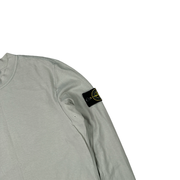 Stone Island 2017 Pearl Grey Longsleeve Cotton Top - Small