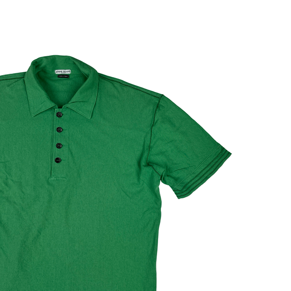 Stone Island Vintage Cotton Embroidered Back Spellout Polo Shirt - Large