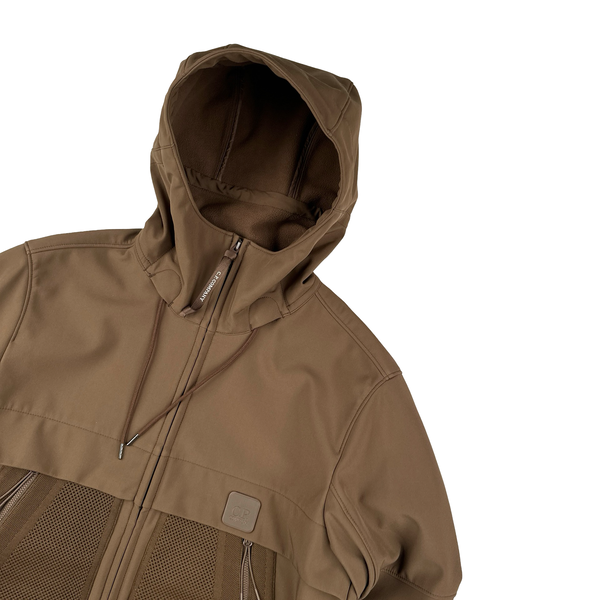 CP Company Brown Metropolis Fleece Lined Mesh Soft Shell Jacket - Large
