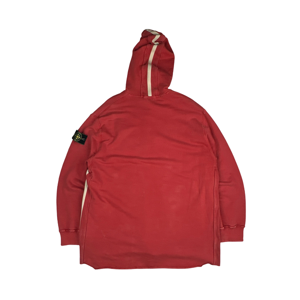 Stone Island 1995 Vintage Red Cotton Hooded Jumper - Large