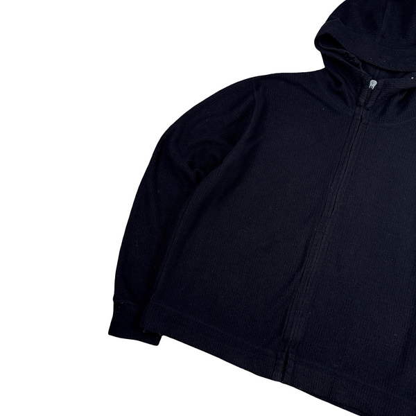 Stone Island 2002 Black Lightweight Knitted Hooded Zip up Compass Jumper - Medium