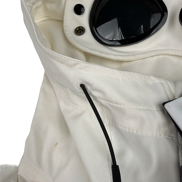 CP Company White Soft Shell R Goggle Hooded Zipped Jacket - 3XL