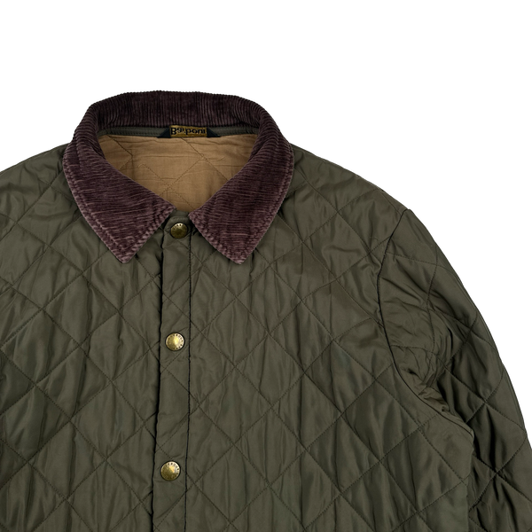 Barbour Khaki Diamond Quilted Shooting Jacket - Large
