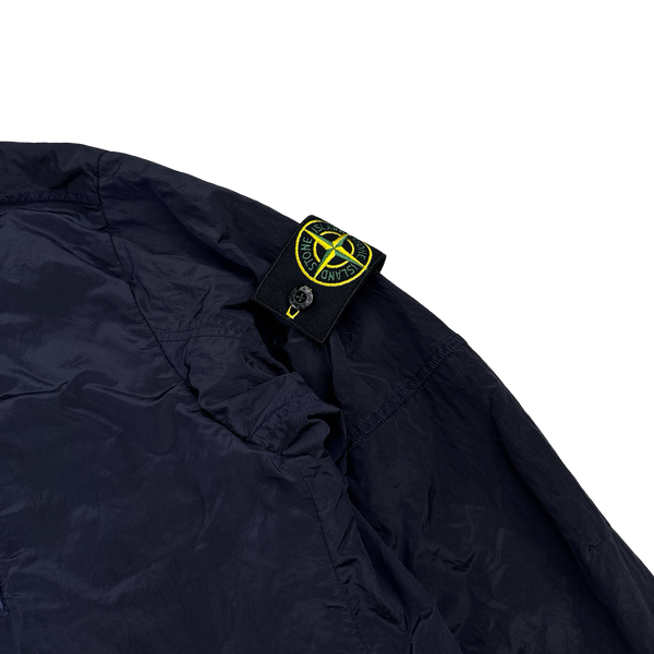 Stone Island 2018 Navy Shimmer Nylon Metal Overshirt Large