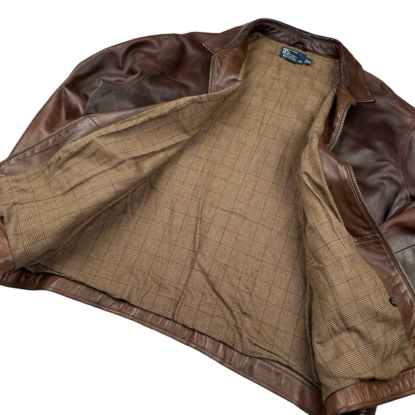 Ralph Lauren Brown Heavyweight Leather Jacket - XXL