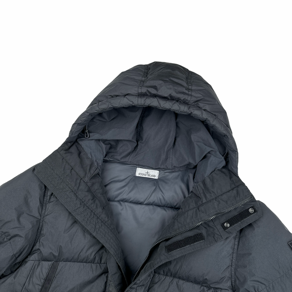 Stone Island 2023 Black Garment Dyed Crinkle Reps Down Puffer - XL