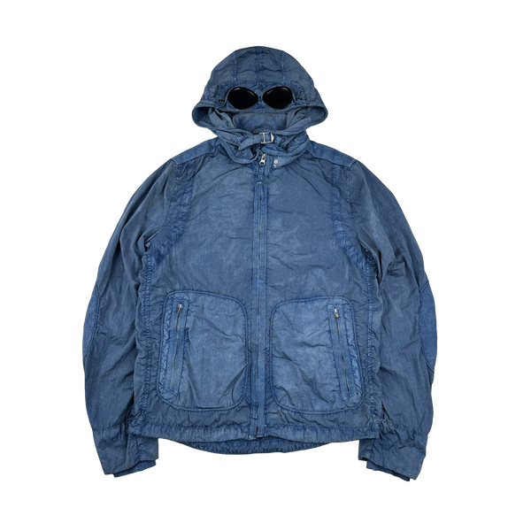 CP Company Blue Nylon Goggle Jacket - Large