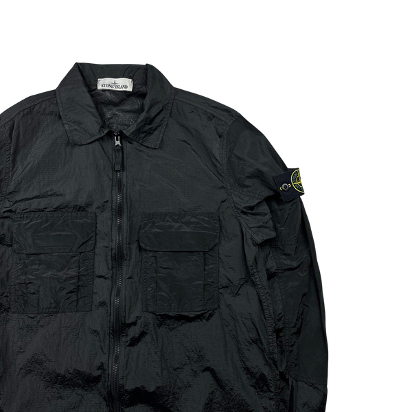 Stone Island 2019 Black Nylon Metal Rip Stop Overshirt - Small