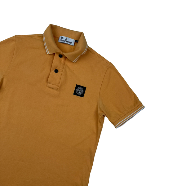 Stone Island Orange Short Sleeve Polo Shirt - Small