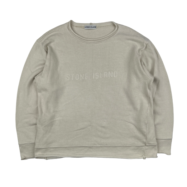 Stone Island 1990s Vintage Cream Spellout Pullover - Medium