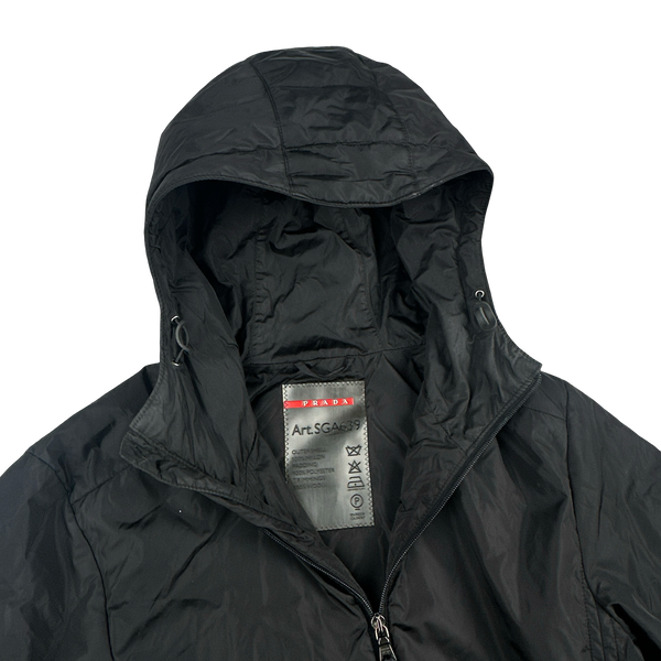 Prada Black Red Tab Packable Bag Nylon Windbreaker Jacket - Large