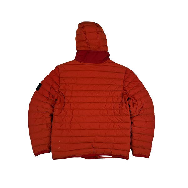 Stone Island 2019 Red Loom Woven Down Chambers Stretch Nylon TC Jacket - Medium