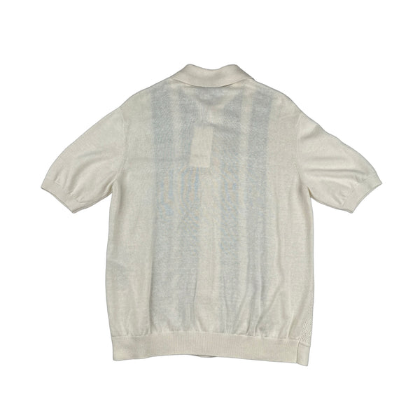 Gucci Stripe Short Sleeve Buttoned Wool Knit Polo Shirt - XL