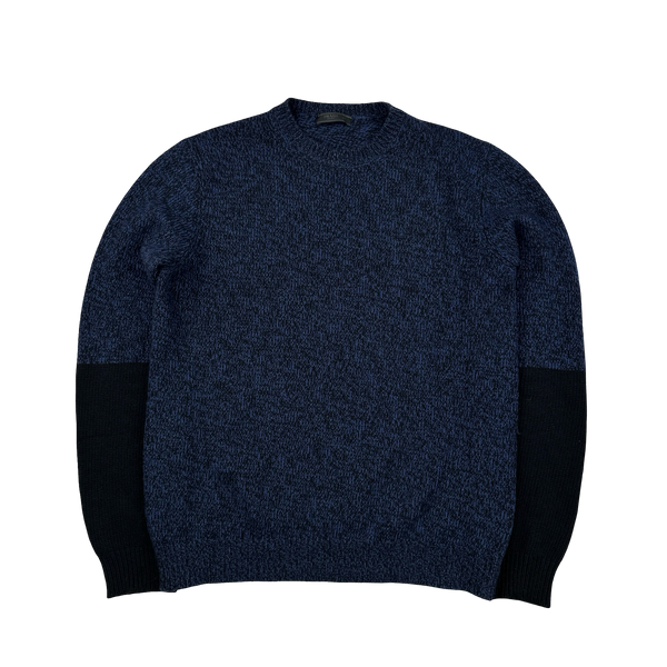 Prada Navy Wool Soft Cashmere Crewneck Knit Jumper - Medium