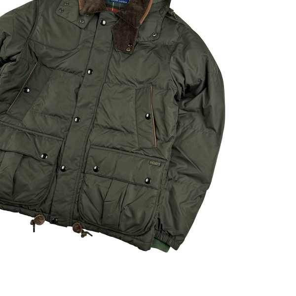 Ralph Lauren Khaki Quilted Multi Pocket Hooded Jacket - Medium