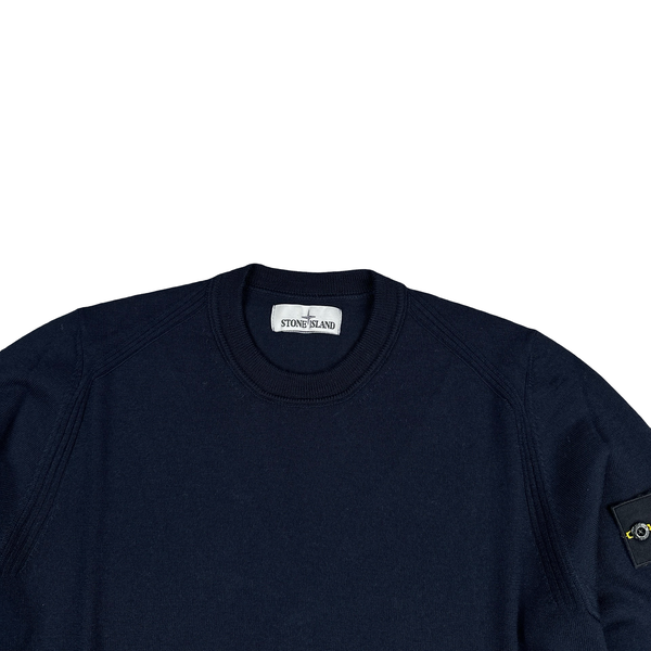 Stone Island 2020 Navy Crewneck Wool Knit Jumper - Small