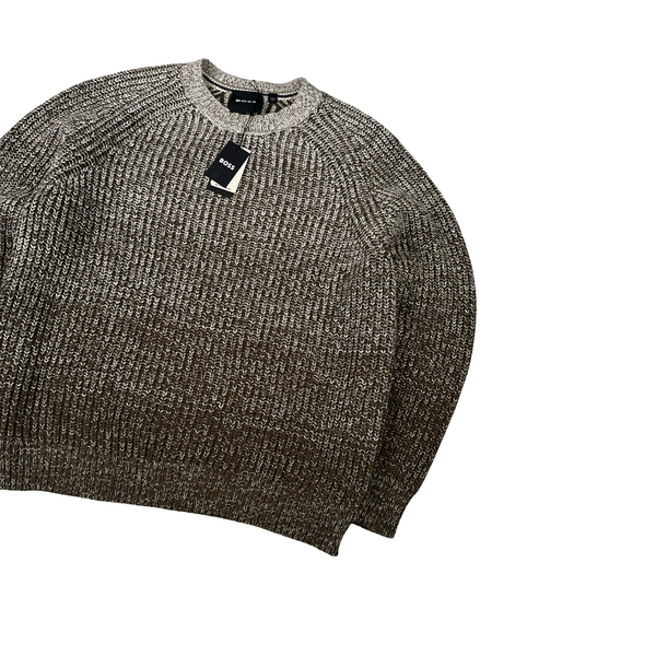 Hugo Boss Wool Blend Colour Faded Knitted Crewneck Jumper - Large