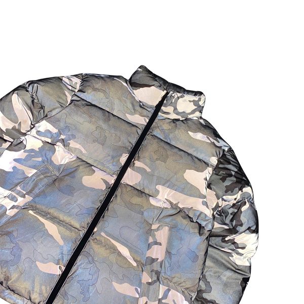 Supreme Silver Reflective Camo Puffer Jacket - Medium