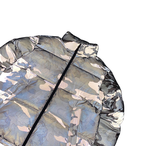 Supreme Silver Reflective Camo Puffer Jacket - Medium
