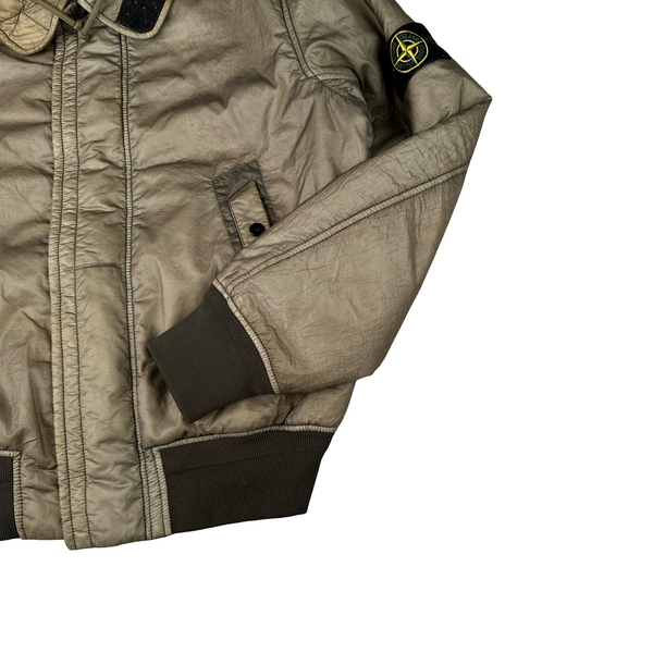 Stone Island 2007 Beige Nylon Zipped Bomber Jacket - XL