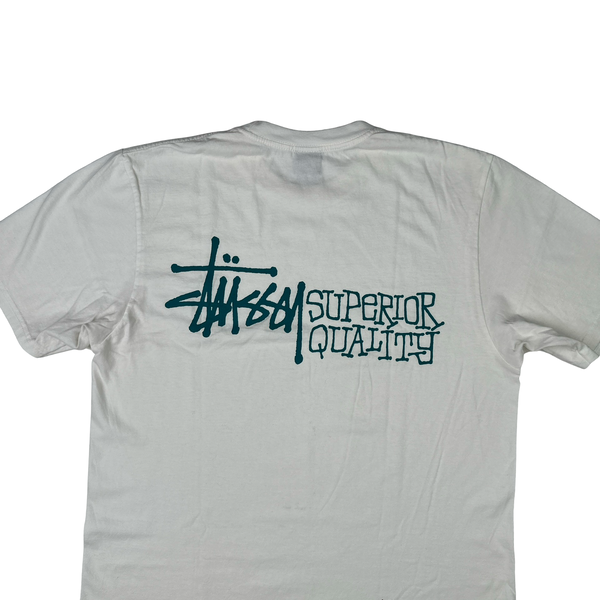 Stussy White Cotton Graphic T Shirt - Medium