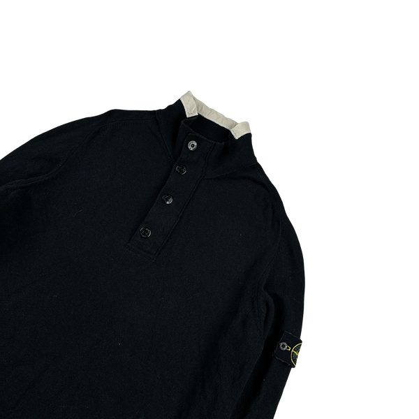 Stone Island 2006 Black Piped Cuff Pullover Jumper - Large