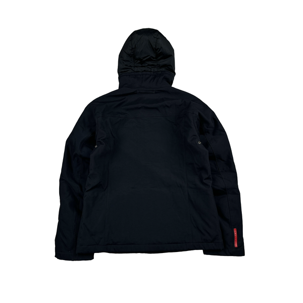 Prada Black Nylon Red Tab Thick Padded Jacket - Large