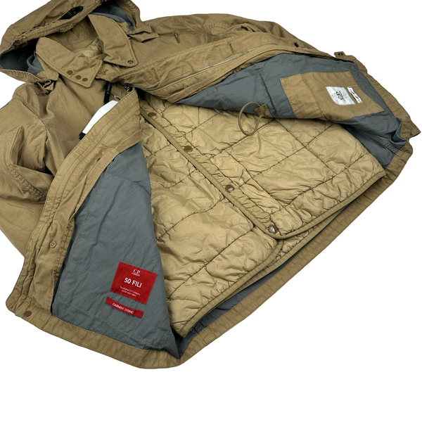 CP Company 50 Fili Down Filled Brown Goggle Jacket - XL