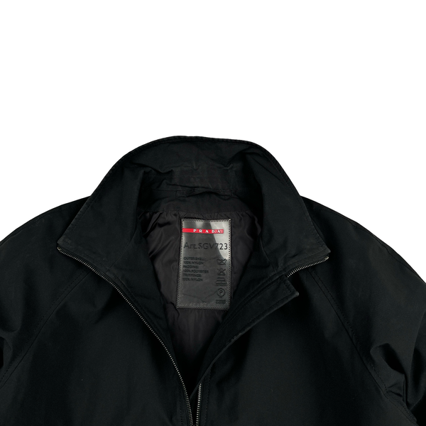 Prada Black Nylon Red Tab Padded Jacket - XL
